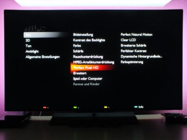 Menü der Perfect Pixel HD Engine